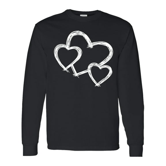 Inktastic Three White Hearts Long Sleeve T-Shirt