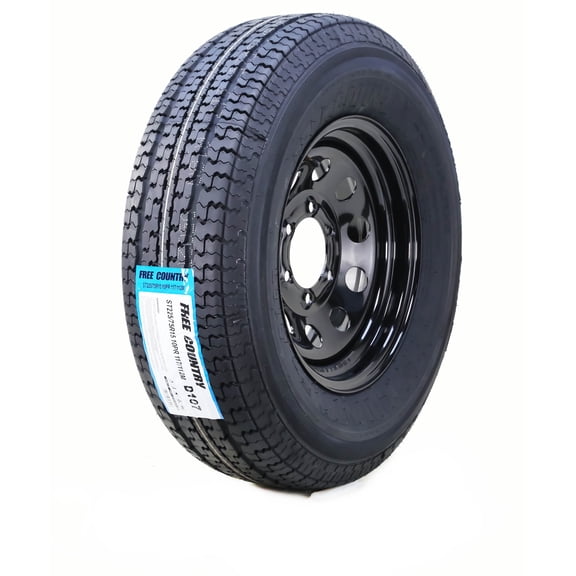 Free Country Trailer Tire Wheel Assembly ST225/75R15 10-Ply E 117M 6 Lug on 5.5" PCD Black Mod Rim