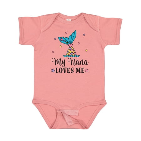

Inktastic Nana Loves Me Granddaughter Mermaid Gift Baby Girl Bodysuit