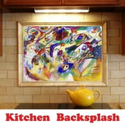 Ceramic Tile Mural-Wassily Kandinsky Abstract Painting 50. 17 w x 12.75 h using (12) 4.25 x 4.25 ceramic tiles