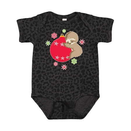 

Inktastic Cute Christmas Baby Sloth on Red Ornament with Snowflakes Gift Baby Boy or Baby Girl Bodysuit