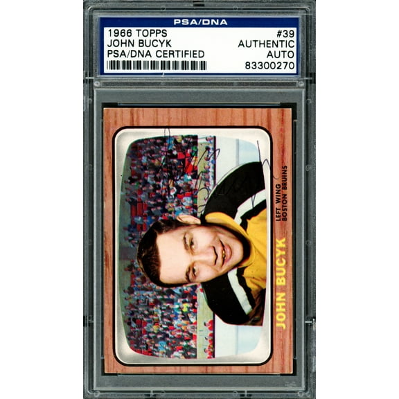 Johnny Bucyk Autographed 1966-67 Topps Card #39 Boston Bruins PSA/DNA #83300270