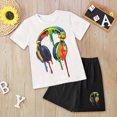 thumbnail image 2 of TOWED22 Baby Boy Summer Outfits 2pcs Short Sleeve Round Neck Tee Shirt Casual Drawstring Shorts Clothes(White,4-5 Y), 2 of 5