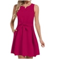 thumbnail image 1 of AherBiu Robe pour Femmes 2024 Élégante Tendance Sans Manches Débardeur Robe Midi Fluide Froncée Longueur Genou Robe d'Été, 1 of 6