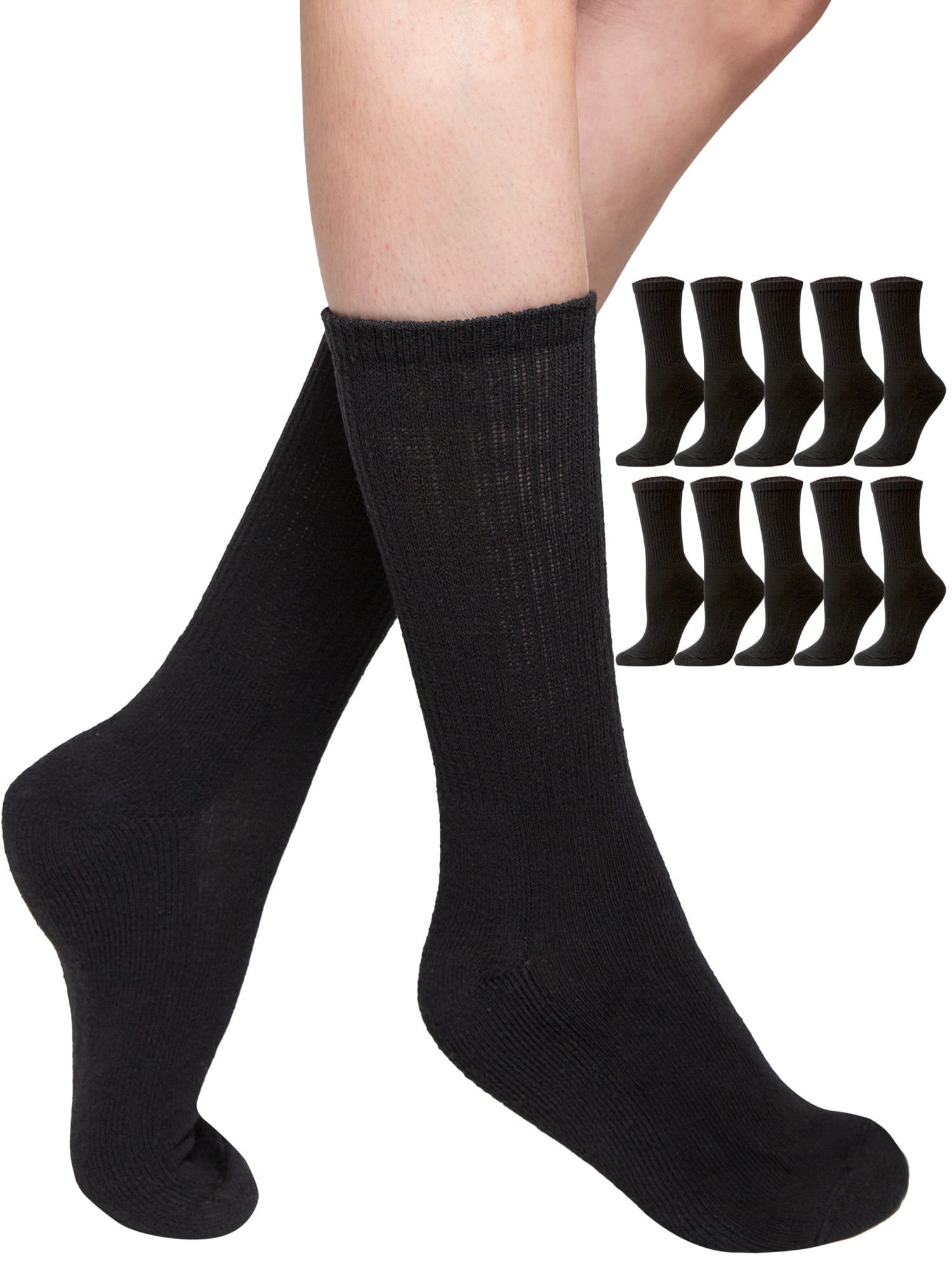 Athletic Works Women's and Women's Plus Crew Sock, 10 Pack