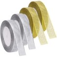 thumbnail image 1 of 4 Rolls 4/5 Inch Width Metallic Glitter Ribbons for Holiday Wedding Birthday Party Decoration Gift Wrapping (Golden, Silvery), 1 of 7