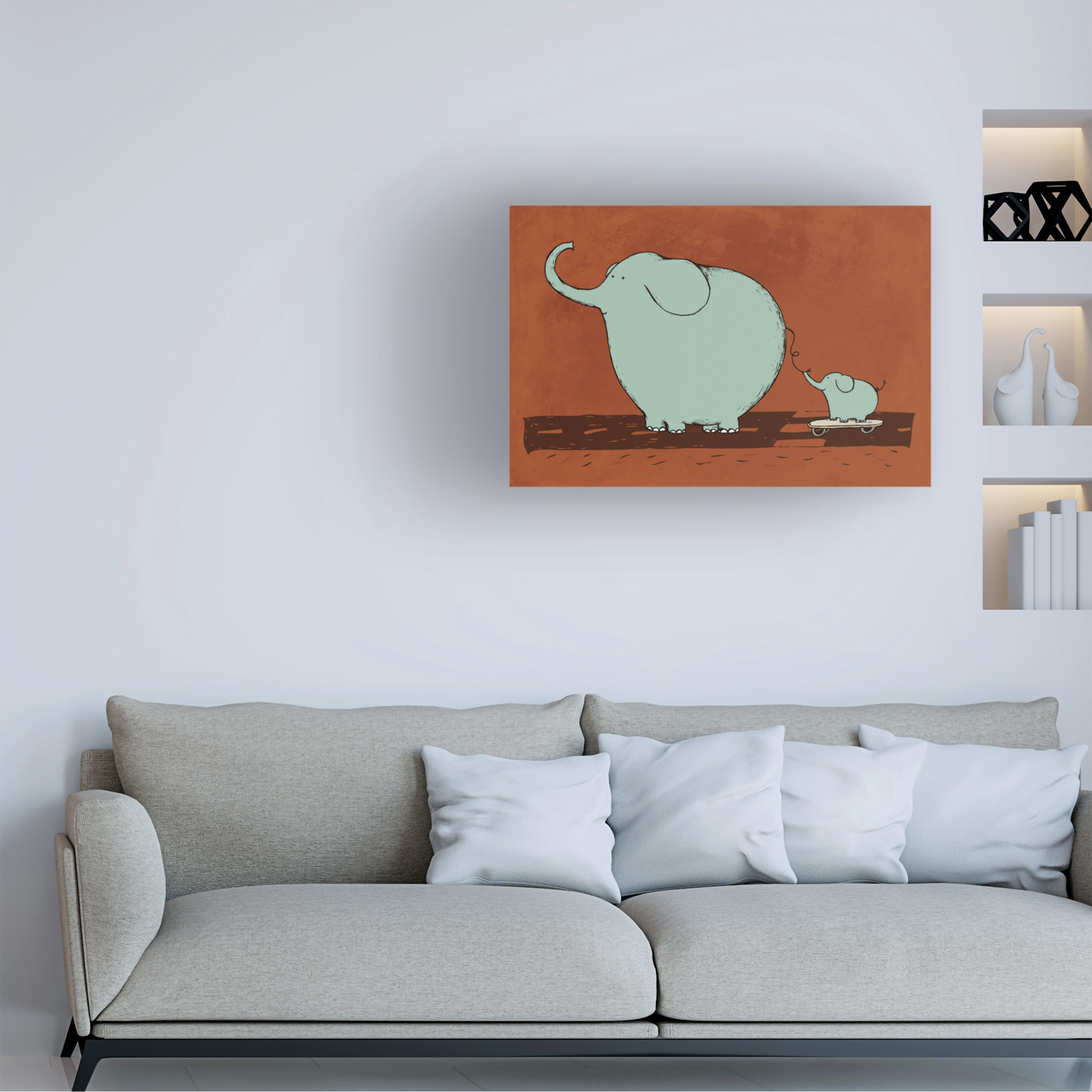 Carla Martell 'Skateboard Elephant' Canvas Art
