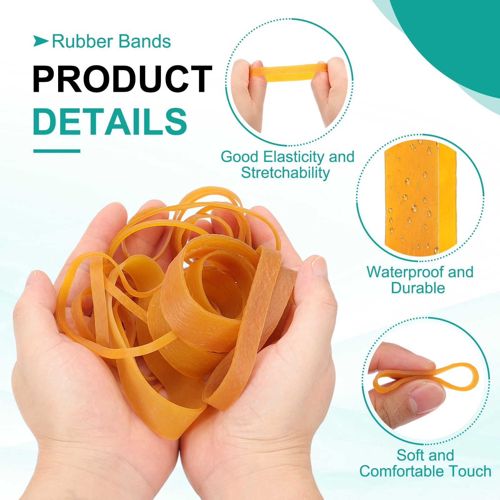 800Pack Rubber Bands, 1.57x0.16 Inch Elastic Bands for Office Supplies, Yellow