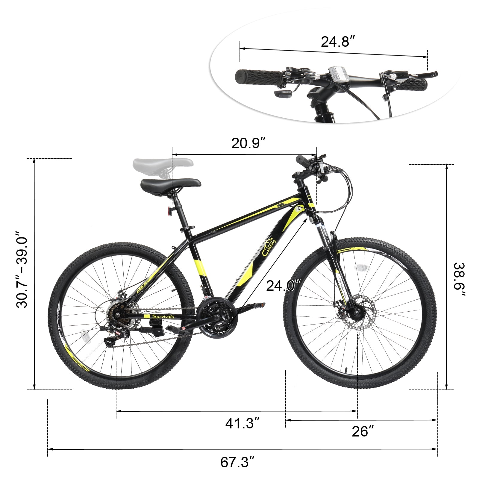 UBesGoo 26 inch Mountain Bike with 21-Speed, Dual Disc Brake, High-Carbon Steel MTB Bicycle, Yellow