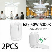 2x E27 Deformable LED Garage Light Bulb Ceiling Fixture Home Shop Workshop Lamp