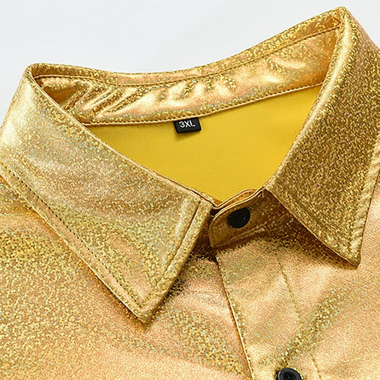 metallic gold mens dress shirt Groovy Gold Shirt | Golden Mens Shirt main image 0