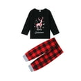 thumbnail image 5 of Seyurigaoka Christmas Parent-Child Nightclothes, Plaid Trousers, Family Matching Elk Printed Soft Round Neck Top (2pcs), 5 of 6