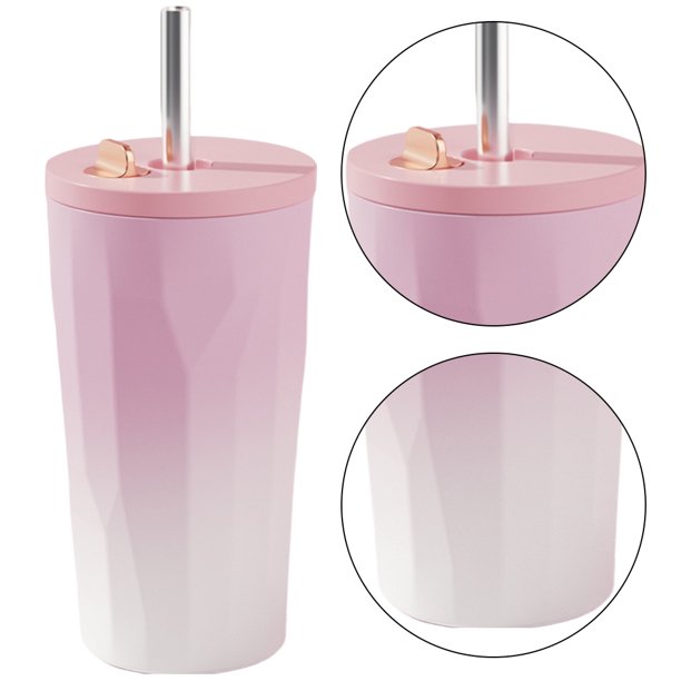 Taza de café helado con aislamiento al vacío de 600 ml con botella de agua con pajita para mujer y hombre