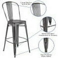 thumbnail image 6 of BizChair Commercial Grade 4 Pack 30" High Distressed Silver Gray Metal Indoor-Outdoor Barstool with Back, 6 of 16