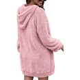 thumbnail image 4 of CoCopeaunt Women Plush Hoodies Double Sided Loose Zipper Long Sleeve Pocket Sweater Coat for Fall Winter, 4 of 5