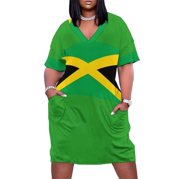 Vestido holgado con bolsillo y bandera de Jamaica traje de verano para mujer ropa de verano para mujer vestidos de verano para mujer