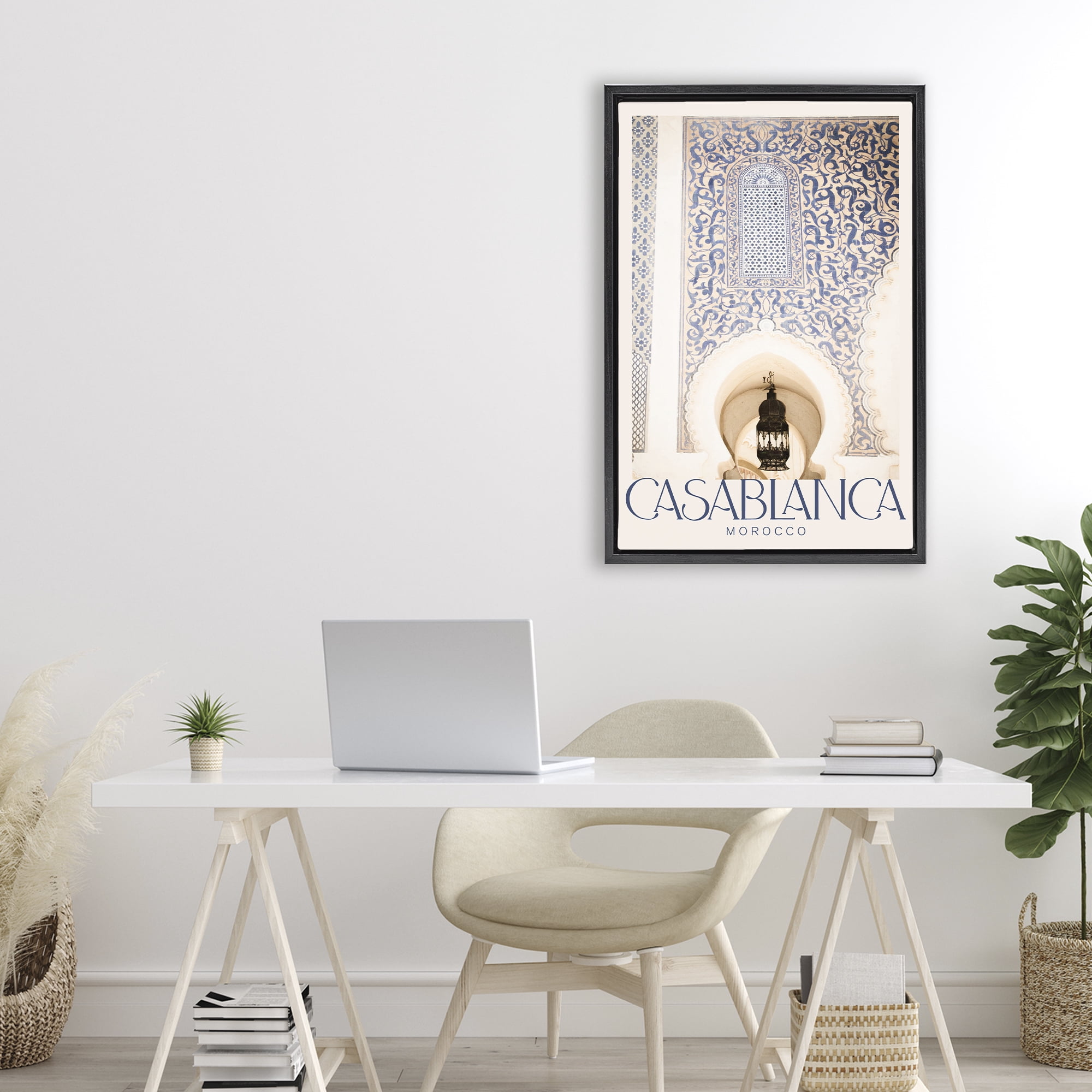Stupell Industries Ornate Casablanca Architecture Black Framed Floater Canvas Wall Art, design by Emily Navas