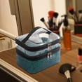 thumbnail image 4 of Neceser de maquillaje de transporte Yinane Capacidad Doble Cremallera Impermeable verde Neceser de viaje, 4 of 6