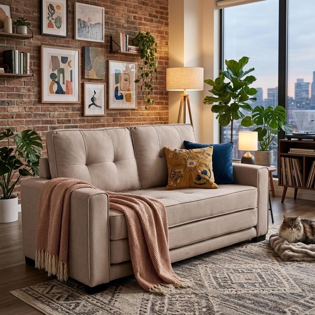 US Pride Upholstered 58'' wide pull out Sleeper Sofa