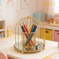 thumbnail image 4 of Metal Birdcage Shelf Single-Tier Wrought Iron Birdcage Dessert Stand Gold Cake Tray Snack Rack for Kitchen Tableware and Bathroom Cosmetics Display(1Pcs) Rkxzt, 4 of 8