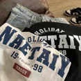 thumbnail image 2 of Camiseta de manga corta con estampado de alfabeto gótico para hombre y mujer, Top de gran tamaño, ropa para mujer, camisa gótica Harajuku Y2k, 2 of 5