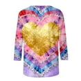 thumbnail image 5 of BLVB Womens 3/4 Sleeve Crew Neck T-Shirts Valentina's Day Spring Shirts Love Heart Printed Graphic Tees Tops Gifts, 5 of 6