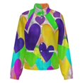 thumbnail image 5 of Jackets for Women Winter Coat Jackets Flannel Stand Collar Jacket(Colorful Hearts Abstract Art,Size:S-4XL), 5 of 7