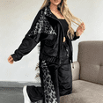 thumbnail image 4 of Szluipve 2 Piece Sets for Women Velvet Leopard Print Patchwork Tracksuit Zip Up Long Sleeve Jacket And Wide Leg Pants 2 Piece Outfit Casual Loungewear Set With Pockets Black XL, 4 of 6