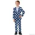 thumbnail image 3 of Whosucclay Star Pattern Blue, Breathable Polyester Fabric Boys Suit Single Button Design Elastic Waist Kids Formal Outfit for Wedding Ceremony Graduation, 3 of 10