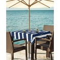 thumbnail image 3 of Fsddascl Navy Blue Anchor Outdoor Tablecloth - 60x60 Inch Square Dining Table Cover, Nautical White Horizontal Striped Waterproof Outdoor Table Cloth with Umbrella Hole & Zipper for Picnic/Patio, 3 of 7