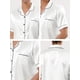 thumbnail image 5 of Pijama de satén clásico para hombre, manga corta, con botones, ropa de dormir, ropa de dormir, pijama blanco M, 5 of 5