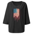 thumbnail image 5 of ZHUGeLI 4th of July Shirt for Women Women's V-neck Independence Day Cotton And Linen Three-Quarter Sleeve Tops American Flag Patriotic Shirts Up to 50% off Clearance, 5 of 5