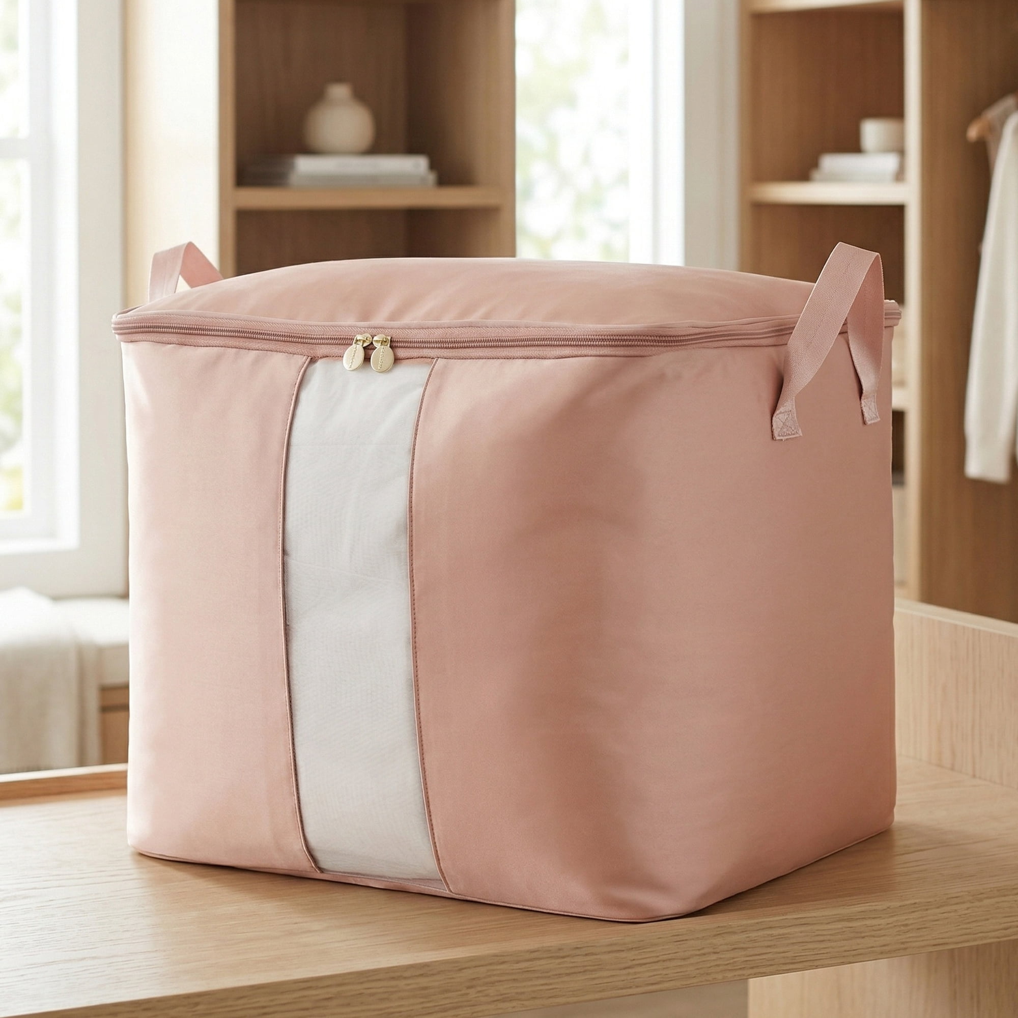 Unique Bargains Storage Bag for Closet Organizers with Handles Pink 15"x11.8"x11.8"