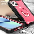 thumbnail image 5 of Dteck Case for iPhone 14 Plus 6.7-inch,Shockproof Rugged Rubber Armor 3-Layer Protection iPhone Case Hybrid Hard PC Back with Ring Holder Kickstand Cover,Black + Rose, 5 of 7