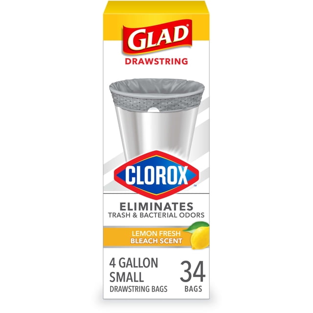 Bolsas de basura Glad Small Drawing String 4L con Clorox 34 unidades