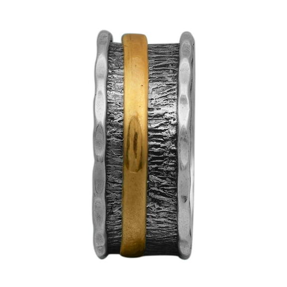 Yellow Fidget Band 925 Silver Meditation Anxiety Spinner Men Women Ring