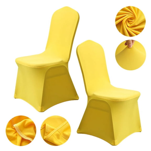 XmhyTop 2pcs Chair Covers Universal Stretch Washable Fitted Dining Room Chair Covers Protector for Wedding, Holidays, Banquet, Party, Celebration 17.71*17.7*35.43inch (Yellow)