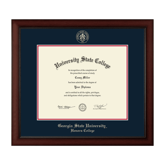 Framerly - GSU Honors Diploma Frame with Navy and Red Mat