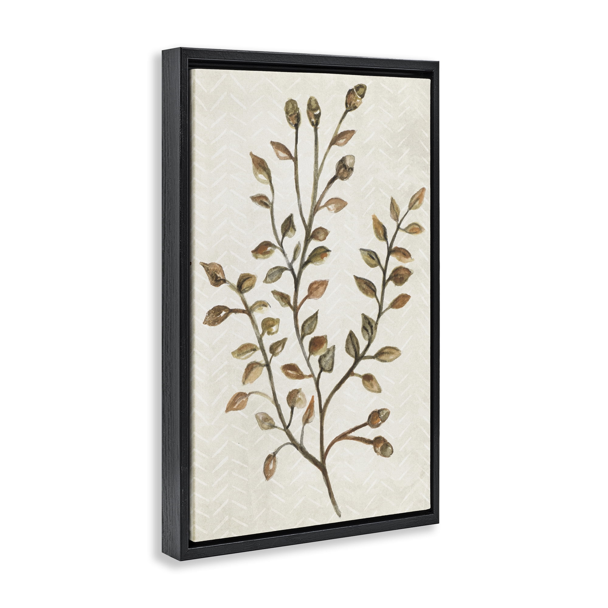 Stupell Industries Garden Botanics Sprig Botanical & Floral Painting Black Floater Framed Canvas Art Print Wall Art, 21 x 31