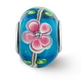 thumbnail image 3 of 925 Sterling Silver Reflections CZ Blue & Pink Floral Blue Glass Bead; for Adults and Teens; for Women and Men, 3 of 3