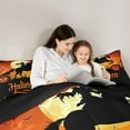 thumbnail image 4 of Feelyou Magic Witch Print Bedding Comforter Set 7pcs for Kid, Spooky Halloween Queen Bedding Sets, Horror Pumpkin Bat Reversible Queen Sheet Sets, Super Cozy Room Decor, 4 of 7