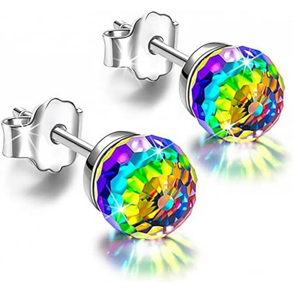 SUSOLA 925 Sterling Silver Ears Colourful Stud Earrings Gifts for Women Birthday