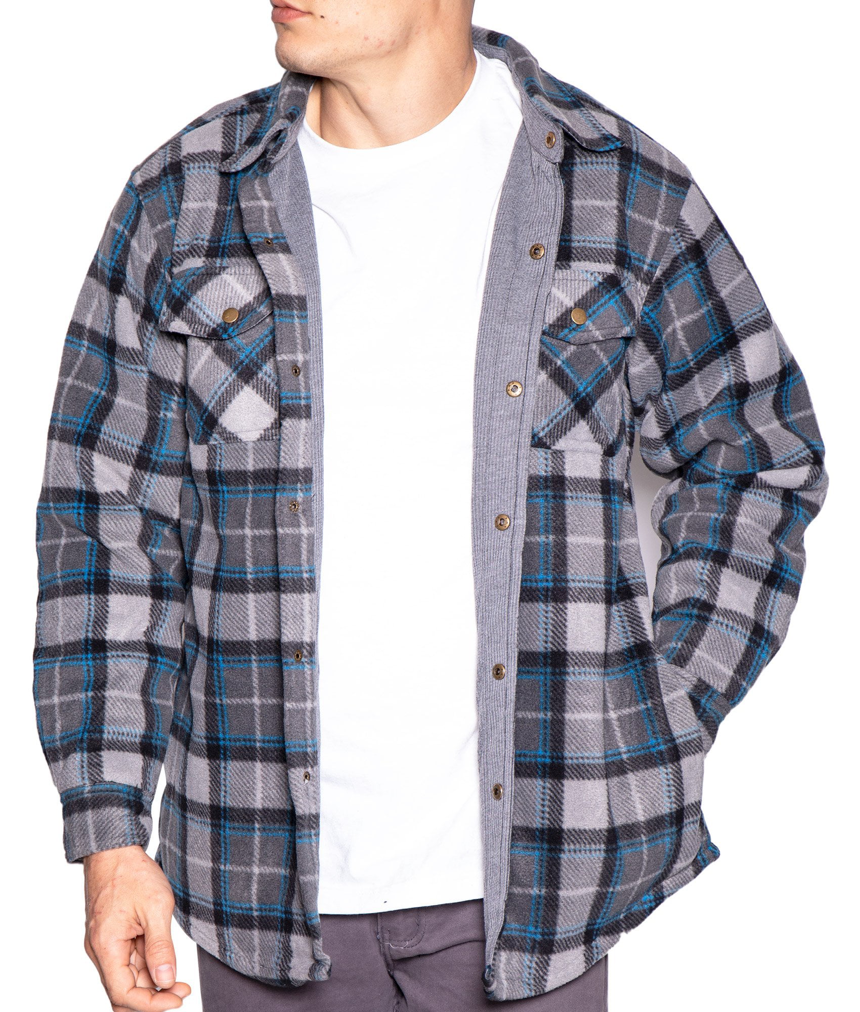 Flannel Shirt Jackets for Men Big And Tall Heavy Quilted Thermal Lined ...