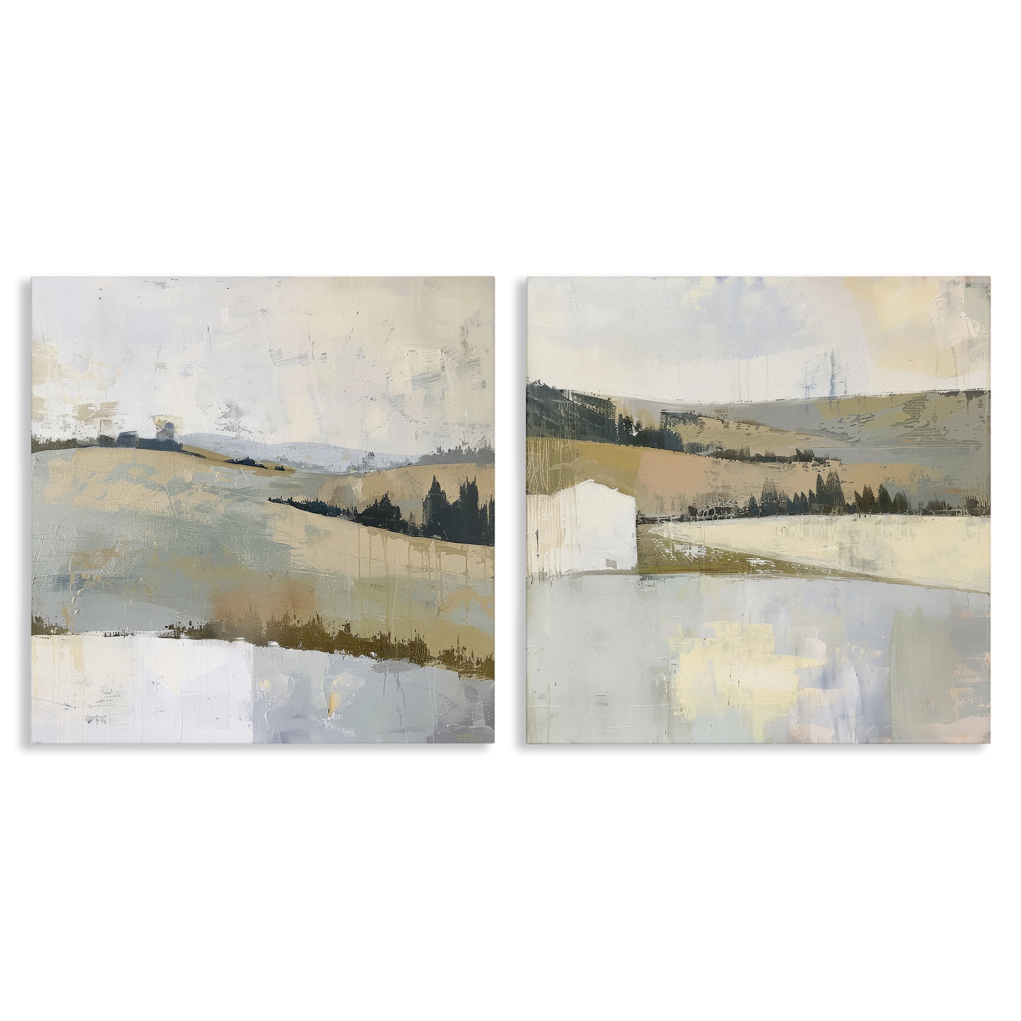 Stupell Industries Country Hills Abstraction Abstract Painting Wrapped Canvas Canvas Art Print Wall Art 24 x 24 Set of 2