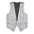 thumbnail image 4 of renvena Men Shiny Sequins Waistcoat Sparkly Jazz Hip Hop Disco Dance Top Vest Stage Performance Costume, 4 of 7