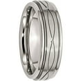 thumbnail image 4 of Primal Steel Stainless Steel /Brushed Criss-cross Design 7mm Ridged Edge Band, 4 of 9