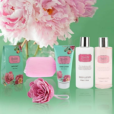bath gift spa body aromatherapy lotion gel bubble includes basket shower rose english sponge salt relaxing teens works kit natural