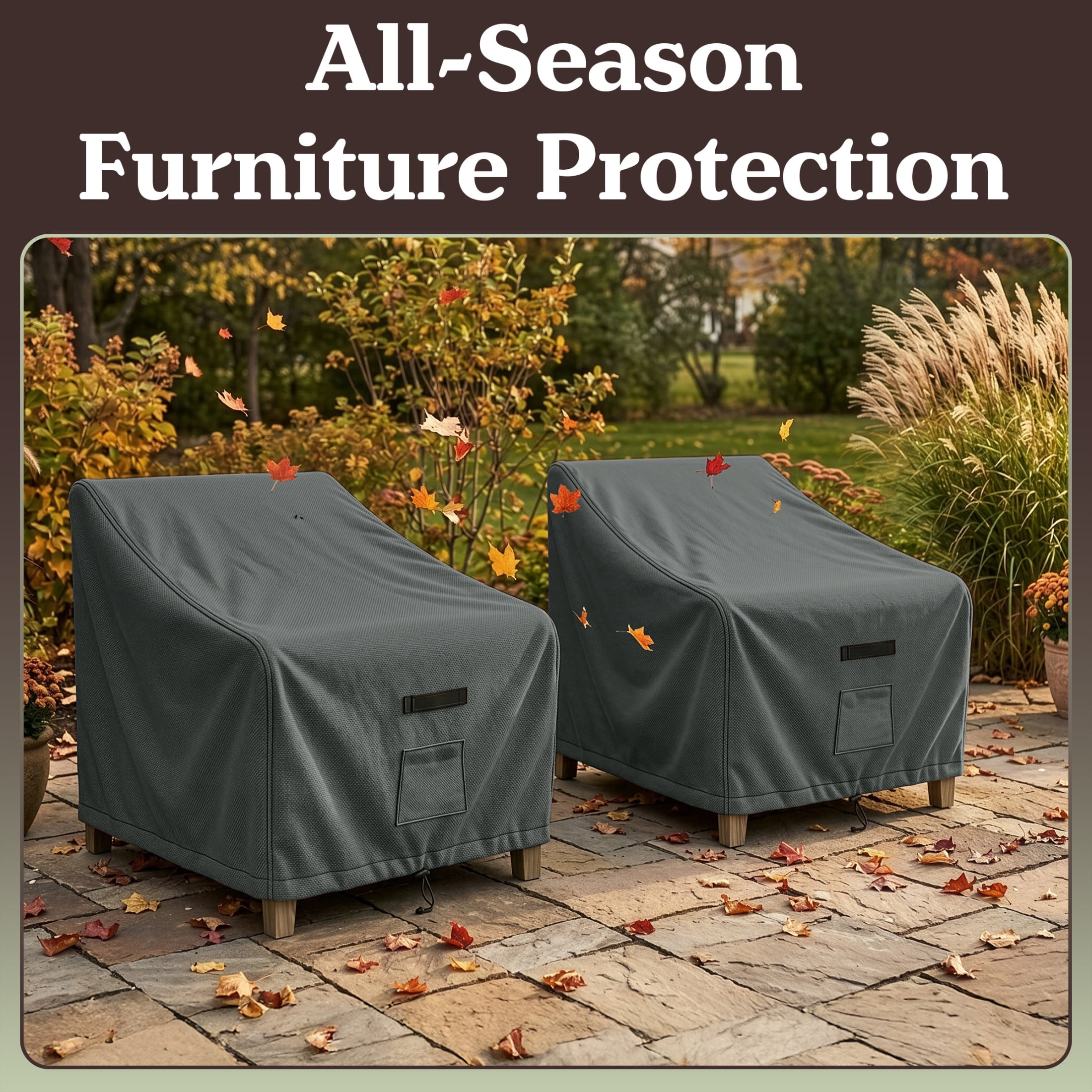 Pure Garden 35x38x34in Waterproof Deep Single Seat Outdoor Chair Covers 2-Pack, Gray