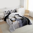 thumbnail image 6 of Manfei Teens Vintage Butterfly Queen Comforter Set, Romantic Artwork Bedding Sets, Black Grey Oil Printing Reversible Bedding Comforter Set, Breathable Home Decor, 3-Piece, 6 of 8