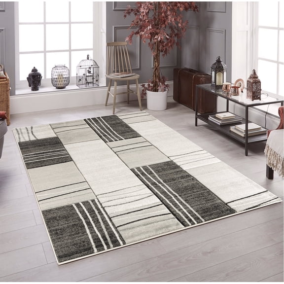 Modern Geometric Rectangles Hand-Carved Soft Living Room Area Rug